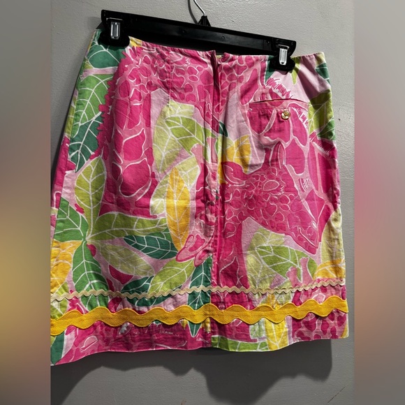 Lilly Pulitzer Pink and Green Leaf Mini Skirt bright size 4 colorful short - Picture 2 of 9